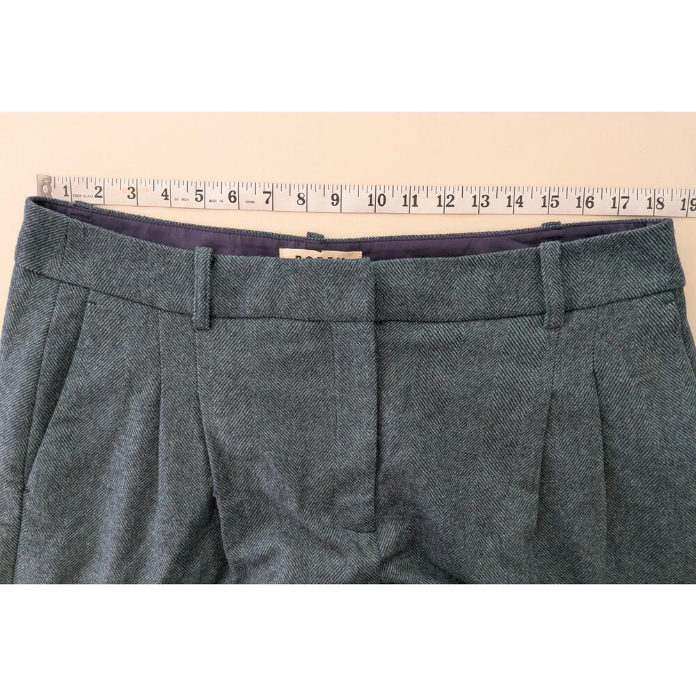 Boden Belgravia Wool Blend Pants Green Navy US 14R Regular Pleated NWT Wide Leg - Picture 7 of 10